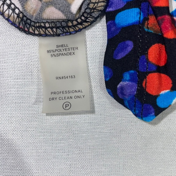 Calvin Klein Wrap-Style Multicolor Polka Dot Gold Waist Buckle Arsty Dress Sz 12 - Picture 14 of 15